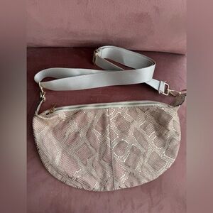 Leather Snake Print Crossbody Bag